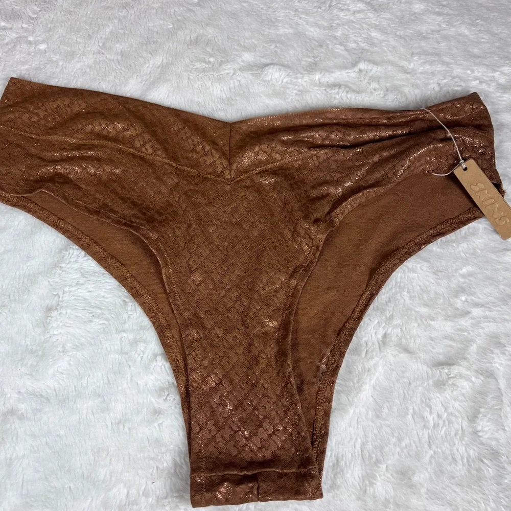 SKIMS Metallic Snake Cheeky‎ Brief Panty Cacao Brown PN-BYS-1978 Womens Size 2X